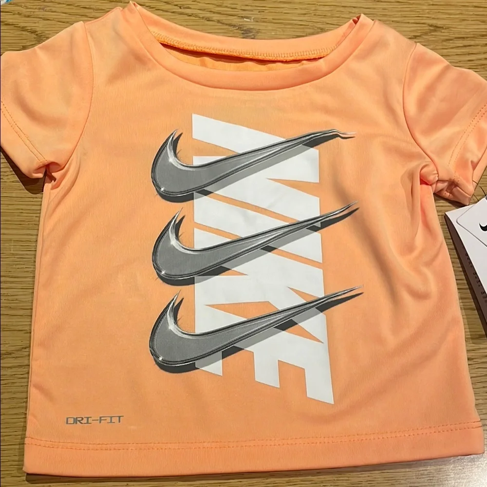 Nike Baby Boy Orange Tee and Gray Shorts Set